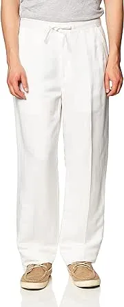 Cubavera Big & Tall Drawstring Linen Blend Pants Bright White 3XB x 32, Men's ...