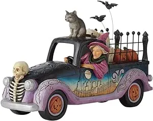 Enesco Jim Shore Heartwood Creek Halloween Pickup Truck Figurine, 6.3 Inch, Multicolor, Black