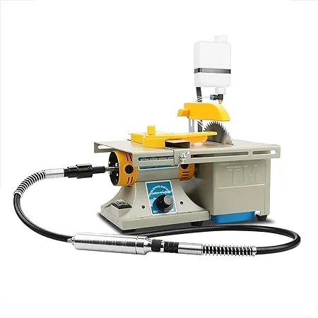 Mingfuxin Mini Table Saw Rock, Lapidary Equipment DIY Jewelry Polishing Bench Buffer Grinding Machine, 0-10000r/min with Flexible Shaft for Home Woodworking Carving Hobbies