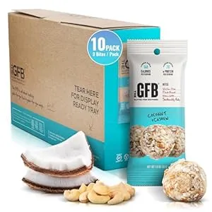 The Gluten Free Brothers Coconut Cashew Bites - Gluten Free Protein Balls – Non GMO, Soy Free, Vegan – Snack Size Plant Based Protein Energy Balls, 1.2 oz (10 Count)