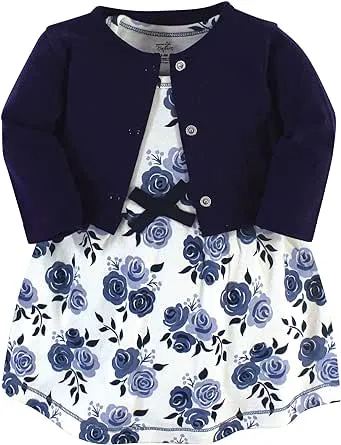 Touched by Nature Baby Organic Cotton Dress and Cardigan, Navy Floral