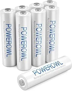 AAA Rechargeable Batteries 8 Pack, POWEROWL High Capacity Triple A Batteries 1000mAh 1.2V NiMH Low Self Discharge