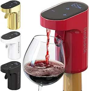 Redsack Electric Wine Decanter Aerator Dispenser Pourer Whiskey Adjustable Quantity Liquor Wine Pump Birthday Gift Men Women Mom Dad Boss Brother Husband Funny Unique Gifts for Him Friends (Red)