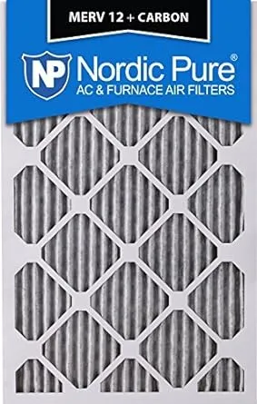 Nordic Pure 12x24x4 (3 5/8) Pleated Plus Carbon Air Filters MERV 8 1 Pack