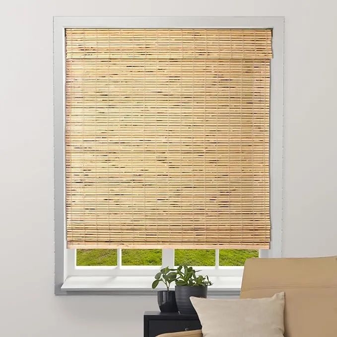 ARLO BLINDS Sheer Bamboo Roman Shades with Valance - Dali Native, 31" W x 60" H - Light Filtering Cordless Blinds for Interior Windows - Real Natural Bamboo Material - Mounting Hardware Included