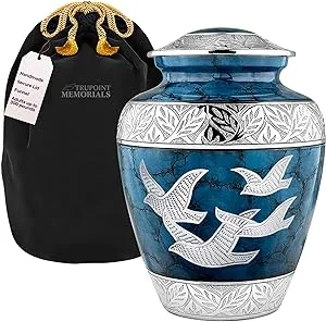 Trupoint Memorials Cremation Urns for Human Ashes - Decorative Urns, Urns for Human Ashes Female & Male, Urns for Ashes Adult Female, Funeral Urns - Dark Blue, Extra Large