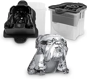 Tovolo Bulldog Shaped Ice Molds, Set of 2 - Large Ice Mold Gift Ideal for Dog Lovers - Unique Ice Mold Chills Drinks - Odor-Free Freezer Storage, Dishwasher-Safe with Silicone Plunger