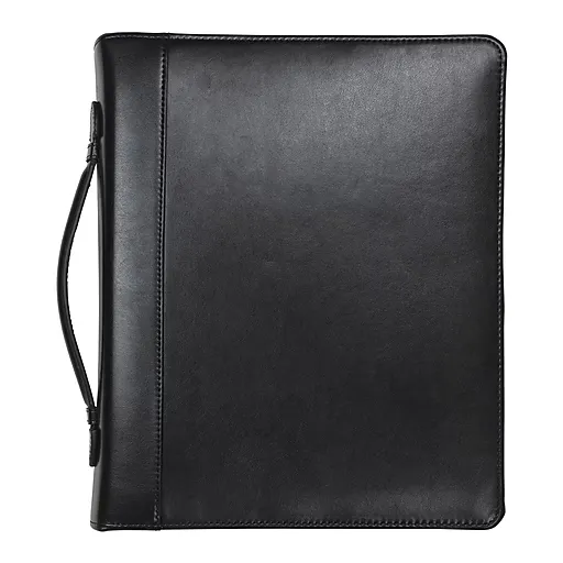 Samsill Regal Genuine Leather Zippered Padfolio, Black (15540)