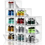 Insty 12 Pack Shoe Storage Boxes Stackable Clear Boxes with Doors Organizer Containers for Sneakers Fit US MensWomens Siz