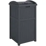 Suncast Trashcan Hideaway Outdoor 33 Gallon Garbage Trash Waste Bin, Cyberspace