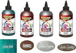 Unicorn Spit Gel Stain and Paint New Color Complete Fall 2017 Collection - Squirrel, Navajo Jewel, Weathered Daydream and Rustic Reality 8 oz Bottles