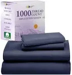 California Design den Luxury 1000 Thread Count Sheets Queen Size Set - 100% Cotton Sateen - Soft, Thick & Deep Pocket - Navy Blue