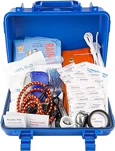 USCG Approved Boat Safety Kit - Electronic Flare - First Aid Kit - Whistle - Multi Tool - Waterproof Case Coast Guard Boating Marine Flares Emergency Distress Signals