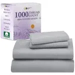 California Design den Luxury 1000 Thread Count Sheets Queen Size Set - 100% Cotton Sateen - Soft, Thick & Deep Pocket - Light Grey