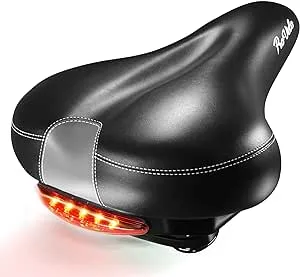 Comfort Wide Bike Bicycle Seat Saddle Soft Cushion &amp; LED Bicycle Headlight Lamp 