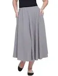 Plus Size White Mark Tasmin Flare Midi Skirt Grey