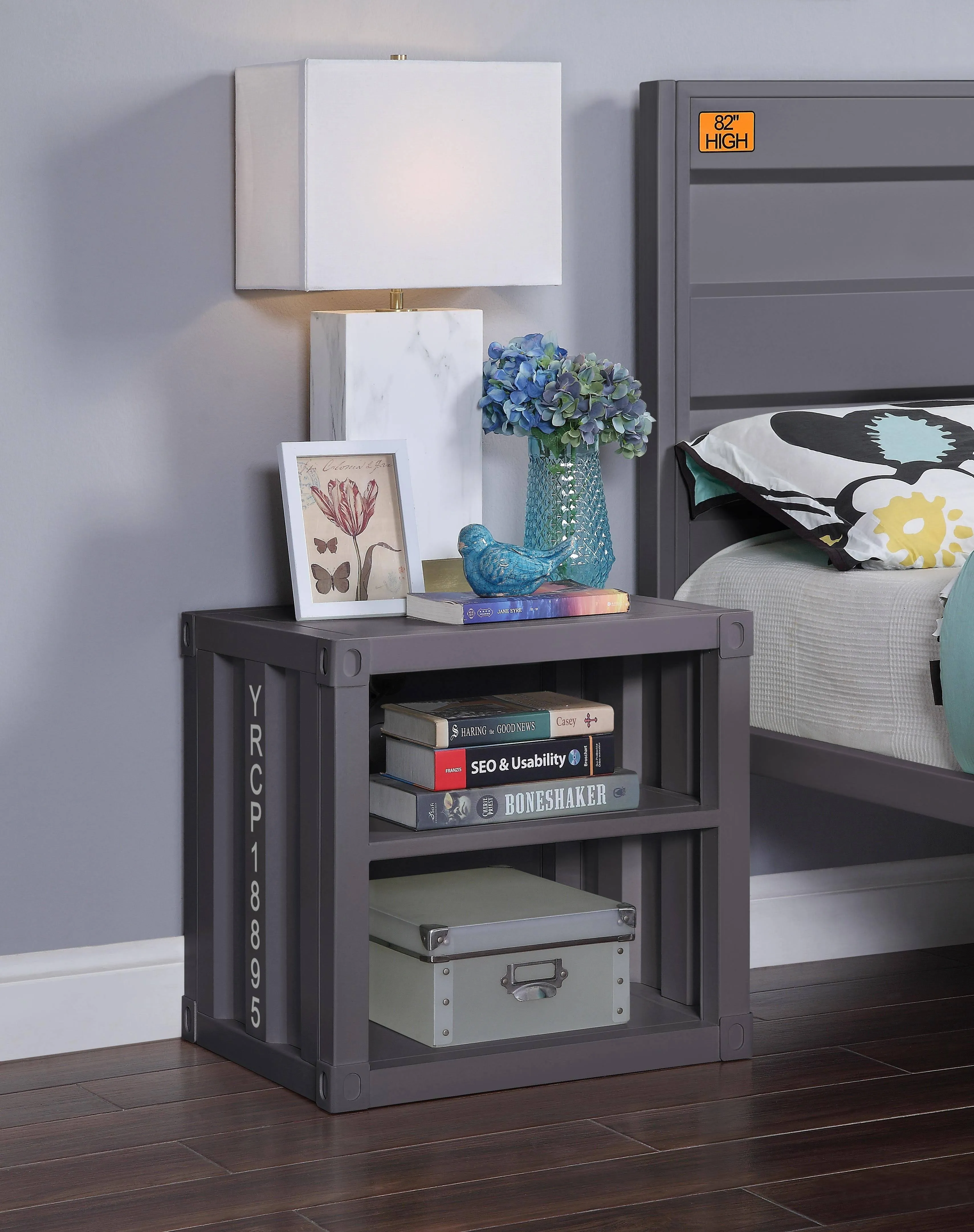 Cargo Gunmetal Nightstand Model 35922 By ACME Furniture