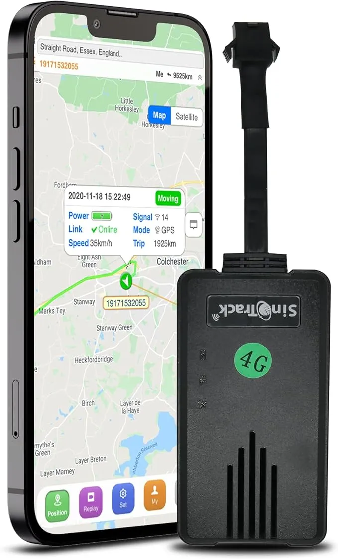 SinoTrack 4G GPS Tracker for Vehicles,ST-906L-SA Real Time Anti-Lost Alarm Locator with Relay Cut Engine Off GPS Tracking Device for Car Motorcycle Truck Taxi with Free APP