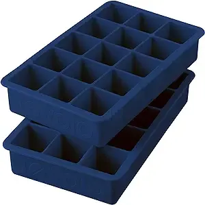 Tovolo Silicone Mold Freezer 1.25" Whiskey Perfect Cube Ice Tray, Set of 2, Deep Indigo