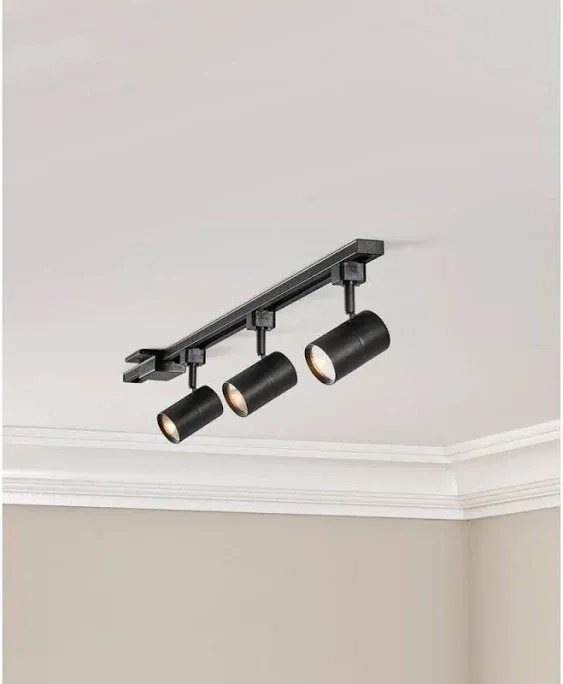 Hampton Bay 4-ft. 3-Light Black Integrated LED Linear Track Lighting Kit with Mini Cylinder Track Heads 805049