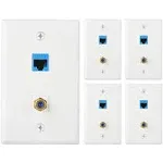 Newhouse Hardware Ethernet & Coaxial Wall Plate, White, 5-Pack