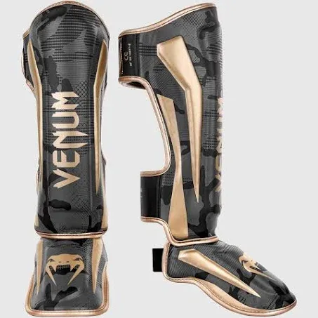 Venum Elite Protective MMA Shin Instep Guards - Dark Camo/Gold