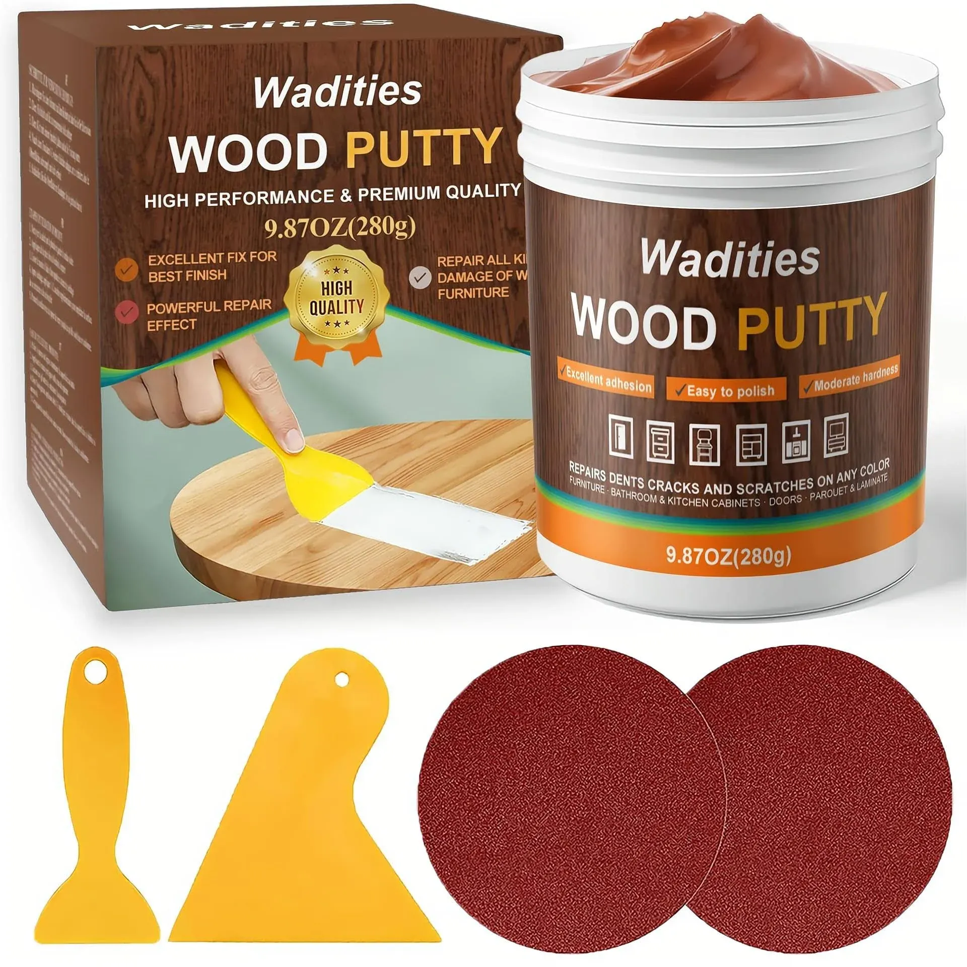 Walnut Wood Filler, Walnut Wood Putty, Paintable Stainable Wood Repair Putty,...