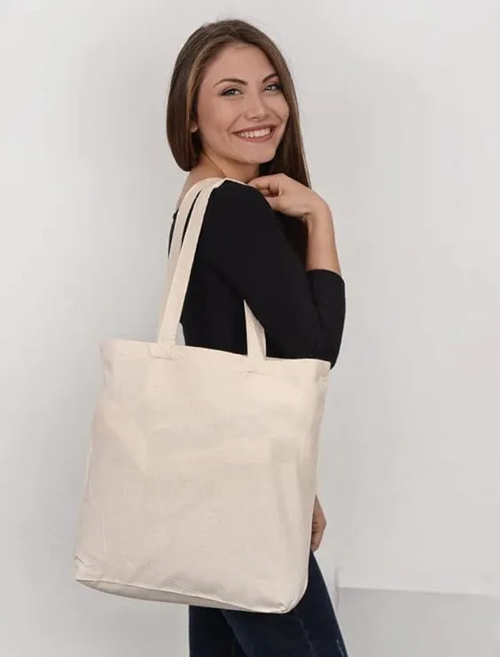 Blank Bulk Canvas Tote Bags Wholesale Organic, Natural Color Plain Bags for Decorating, Heat Transfer, Printing, DIY, Crafts