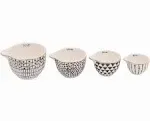 Black &amp; White Stoneware Measuring Cups with Gold Electroplating (Set of 4 Sizes)