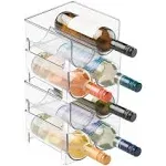 mDesign Plastic Stackable Wine Bottle Storage Organizer Rack