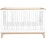 Babyletto Scoot 3-in-1 Convertible Crib with Toddler Conversion Kit White/Washed Natural