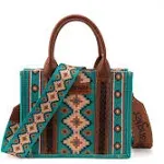 Wrangler Southwestern Print Small Canvas Tote/Crossbody - Turquoise