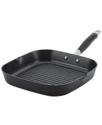 Anolon Advanced Home Hard Anodized Nonstick Deep Square Grill/Griddle Pan with Pour Spouts, 11 Inch - Moonstone