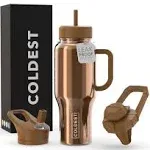 Coldest Tumbler with Handle and Straw Lid 3 Lids Insulated Reusable Stainless Steel Water Bottle Travel Mug