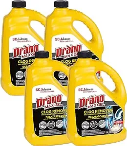 SC Johnson Professional Drano Max Gel To Drain Clog Removing, 128 Fl Oz (Pack of 4)