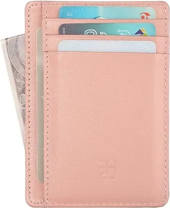 GH Gold Horse Slim RFID Blocking Card Holder Minimalist Leather Front Pocket Wallet for Women