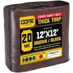 Core Tarps Extreme Heavy Duty 20 Mil Tarp, Brown/Black 12 x 12