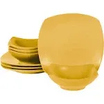 Gibson Home Zen Buffet Matte Porcelain Plates and Bowls Dinnerware Set - Yellow, Service for 4 (8pcs)