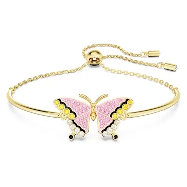 Idyllia bracelet, Butterfly, Multicoloured, Gold-tone plated