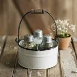 Ctw Home Collection Round Bucket Salt Pepper and Toothpick Caddy - White