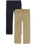 Boys Uniform Stretch Straight Chino Pants 2-Pack - Multi clr