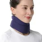 Velpeau Neck Brace for Neck Pain and Support - Soft Cervical Collar for Sleeping in Bed, Snoozing, Sleeping Upright, Anti-Snoring, Sleep Apnea for Women & Men (Blue, Comfort Version, M: 11.5-14"/3″)