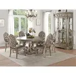 Acme Furniture Northville Antique Silver Single Pedestal Round Dining Table