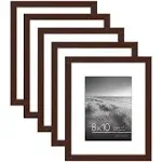 Americanflat 8x10 Picture Frame in Mahogany - Displays 5x7 with Mat and 8x10 Without Mat - Set of 5 Frames