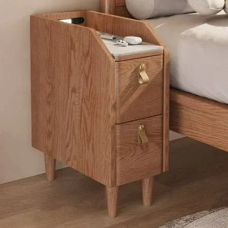 Modern Narrow Smart Nightstand Cherry Bedside Table with Sensor Light & USB Port - Midcentury - Nightstands And Bedside Tables - by Homary International Limited | Houzz