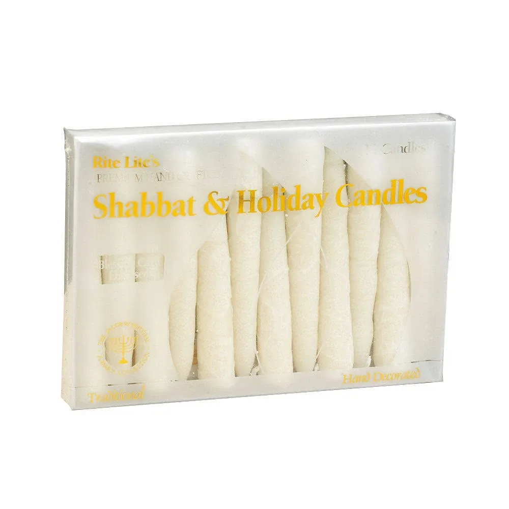 Shabbat Candles By Rite Lite - 12 Pieces - Shabbat Candles White &