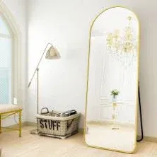 BEAUTYPEAK 65"x24" Full Length Mirror, Arch Floor Mirror, Wall Mirror Hanging or Leaning Arched-Top Full Body Mirror with Stand for Bedroom, Dressing