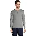 Lands' End Men's Big Knit Rib Pajama Henley - 3X Big - Pewter Heather