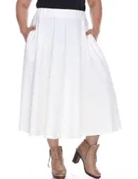 White Mark Women's Plus Tasmin Flare Midi Skirt