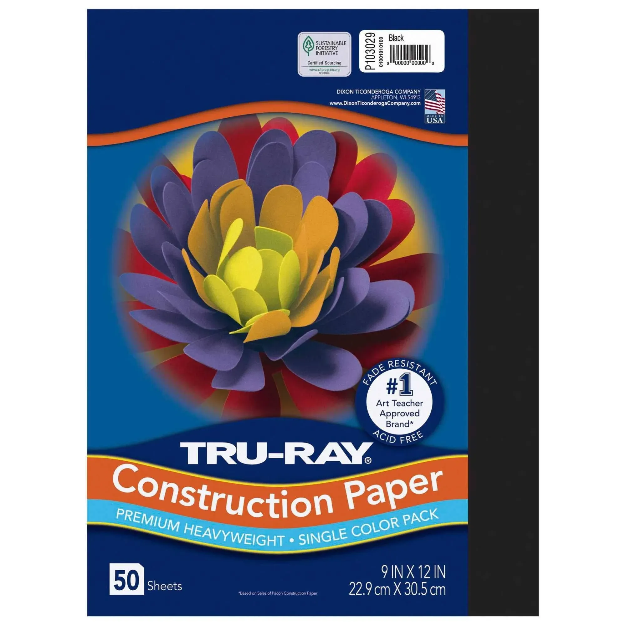 Tru-Ray Construction Paper - 12 x 9 - 50 / Pack - Black -